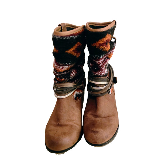 Steve Madden Tolteca Boots Womens Size 6 Cognac Leather Southwest Mid Calf Boho - Picture 10 of 11